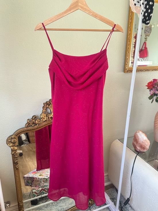 Dresses & Skirts - Vintage Fuchsia Spaghetti-Strap Cowl Neck Dress